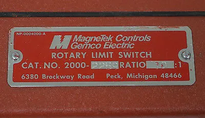 NEW MAGNETEK/GEMCO 2000-2259 ROTARY LIMIT SWITCH 10:1 RATIO, 20002259