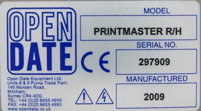 NEW OPEN DATE 1000 PRINTMASTER R/H HOT FOIL PRINTER