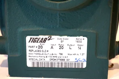 NEW DODGE 20A20L14 TIGEAR-2 GEAR REDUCER