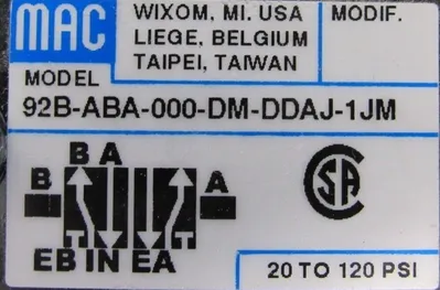 NEW MAC VALVES PR92C-CEAA VALVE MANIFOLD 92B-ABA-000-DN-DDAJ-1JM PR92CCEAA