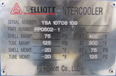 NEW FS ELLIOTT FP0502-1 INTERCOOLER FP05021