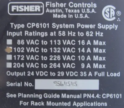 REFURBISHED CEAG FISHER 86-264AC890CO-25DC-60HZ POWER SUPPLY 40071038560 CP6101