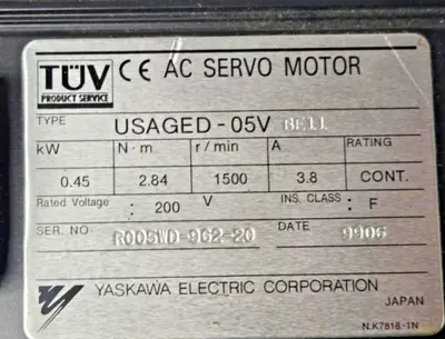 YASKAWA ELECTRIC USAGED-05V BE11 SERVO MOTOR
