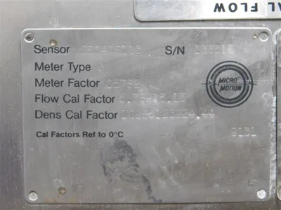 Micro Motion DS040S113 Mass Flow Sensor 1/2" 150# 05782 Meter Factor Used