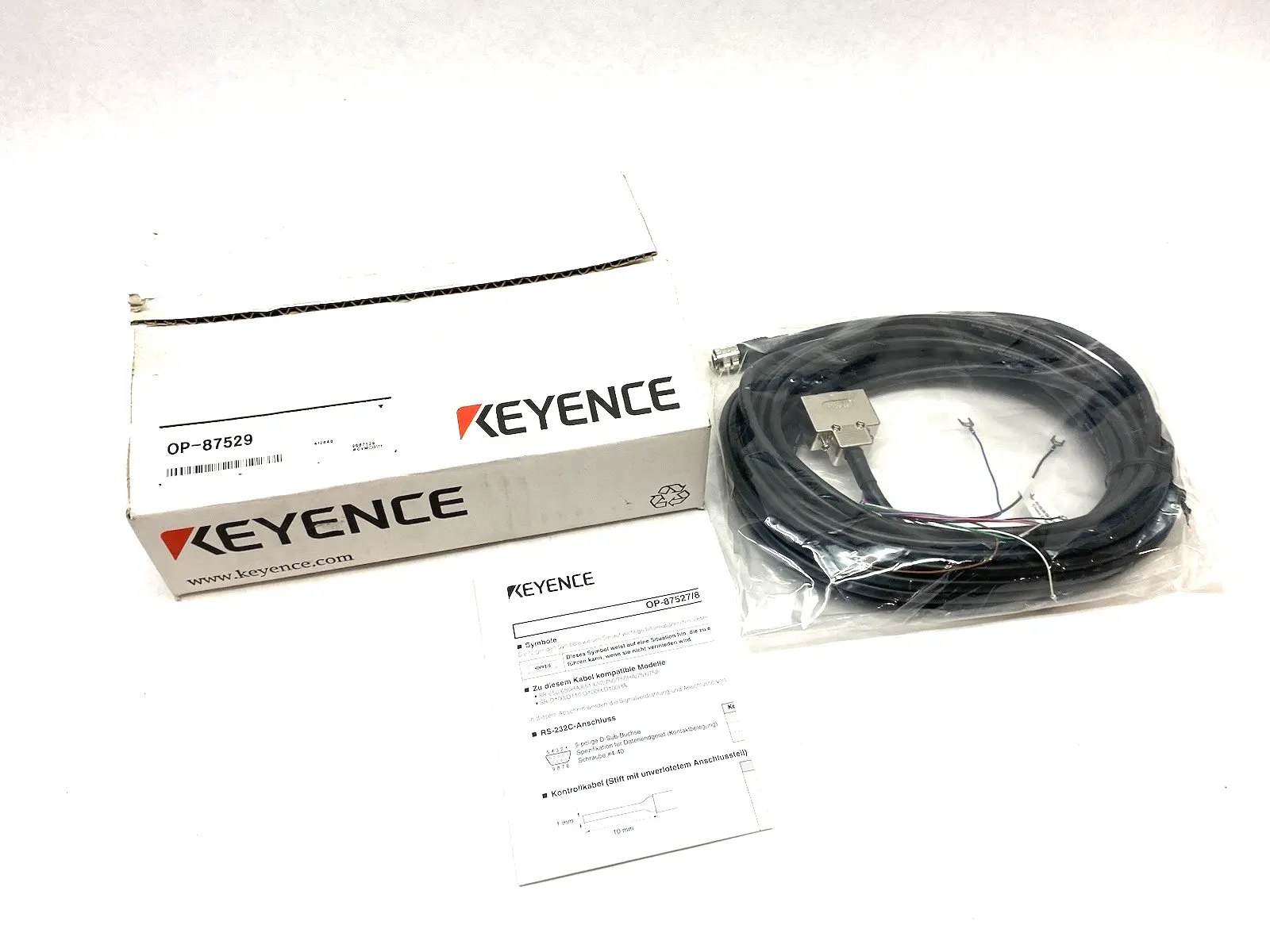 USED KEYENCE CONTROL CABLE NFPA79 COMPATIBLE, WITH D-SUB 9-PIN, 10M LENGTH