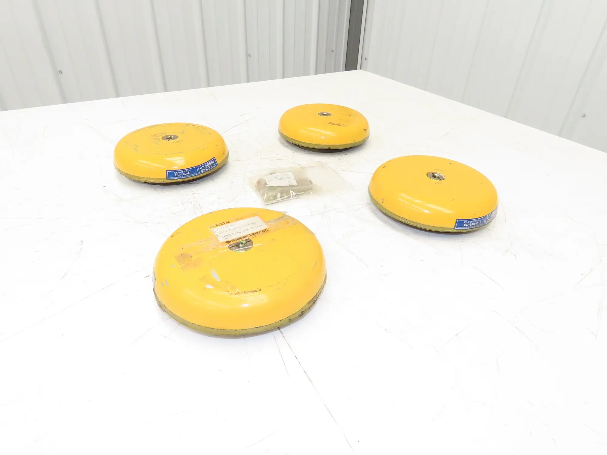 EL-190-E Machine Leveling Feet Rubber Pads M12x1.75x 3"Stud 7.5"OD Set of 4