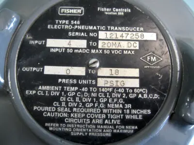 USED Fisher Type 546