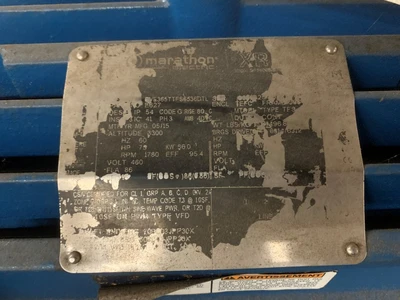 75 HP Reliance motor, 1800 RPM, 460V, 365T