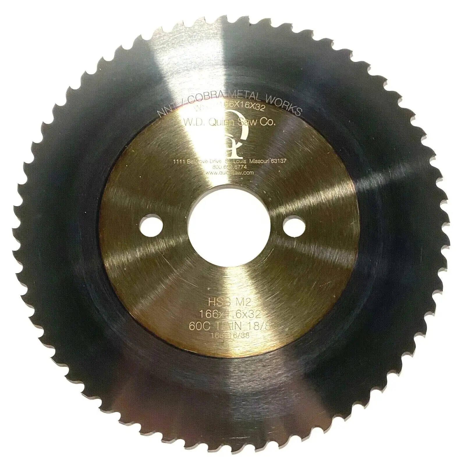 W.D. Quinn Cold Saw Blade 166mm x 1.6mm x 32mm HSS M2 TiAlN 18/8 USA Made