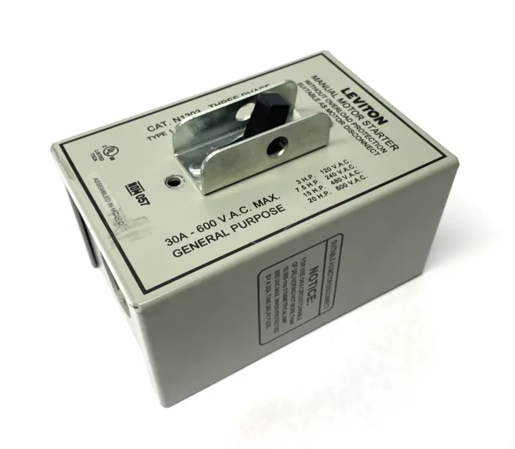 Used LEVITON THREE-POLE AC MANUAL MOTOR CONTROLLER 30A 600V 3-PHASE Motor Controllers | Maverick Industrial Sales #1102677