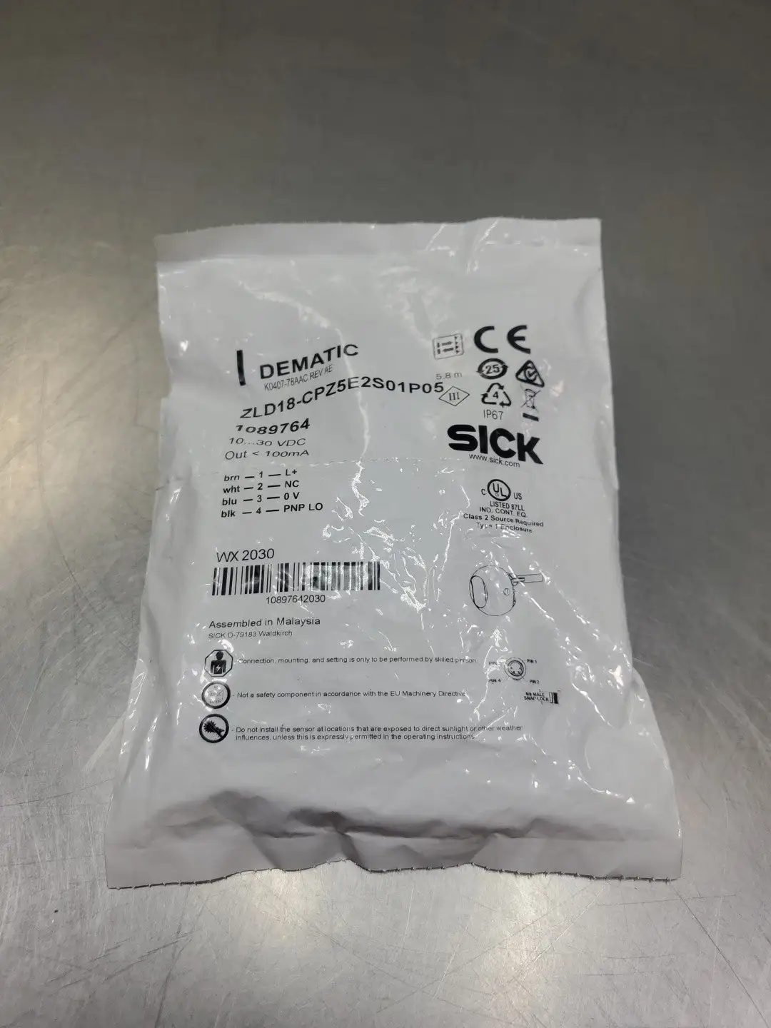 SICK ZLD18-CPZ5E2S01P03 DEMATIC Photoelectric Sensor, 10-30VDC. 5E-6