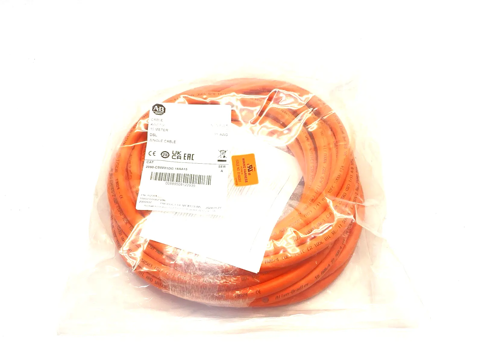 NEW ALLEN BRADLEY SER A KINETIX DSL SINGLE POWER CABLE 15M