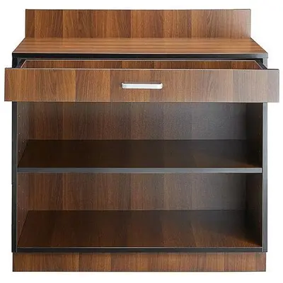 36" Walnut Waitress Station with Drawer and Adjustable Shelf