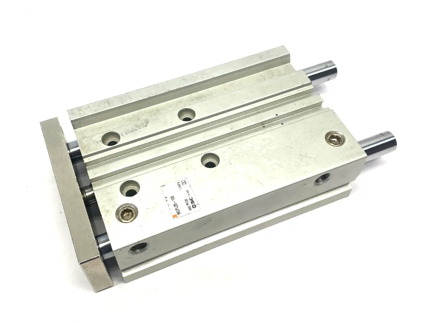 USED SMC COMPACT GUIDE CYLINDER, BALL BEARING, 100MM STROKE
