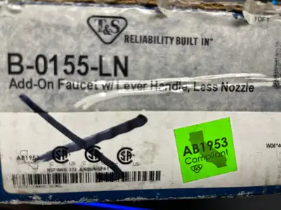 New | in-Stock T&S New T&S B-0155-LN Add on Sink Faucet with Lever Handle Faucets / Sprayers Illinois US | Falcon Restaurant Supply #1374815