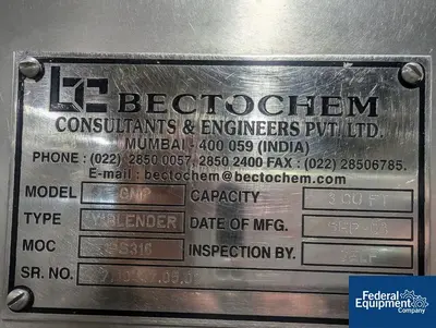 USED Bectochem 3 Cu.Ft. Bectochem V Blender, S/S
