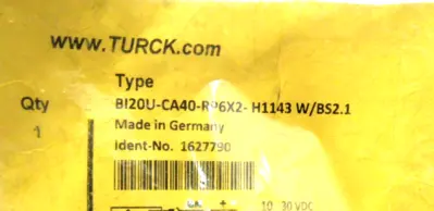 NEW TURCK BI20U-CA40-RP6X2-H1143 W/BS2.1 SENSOR 1627790 BI20UCA40RP6X2H1143WBS21