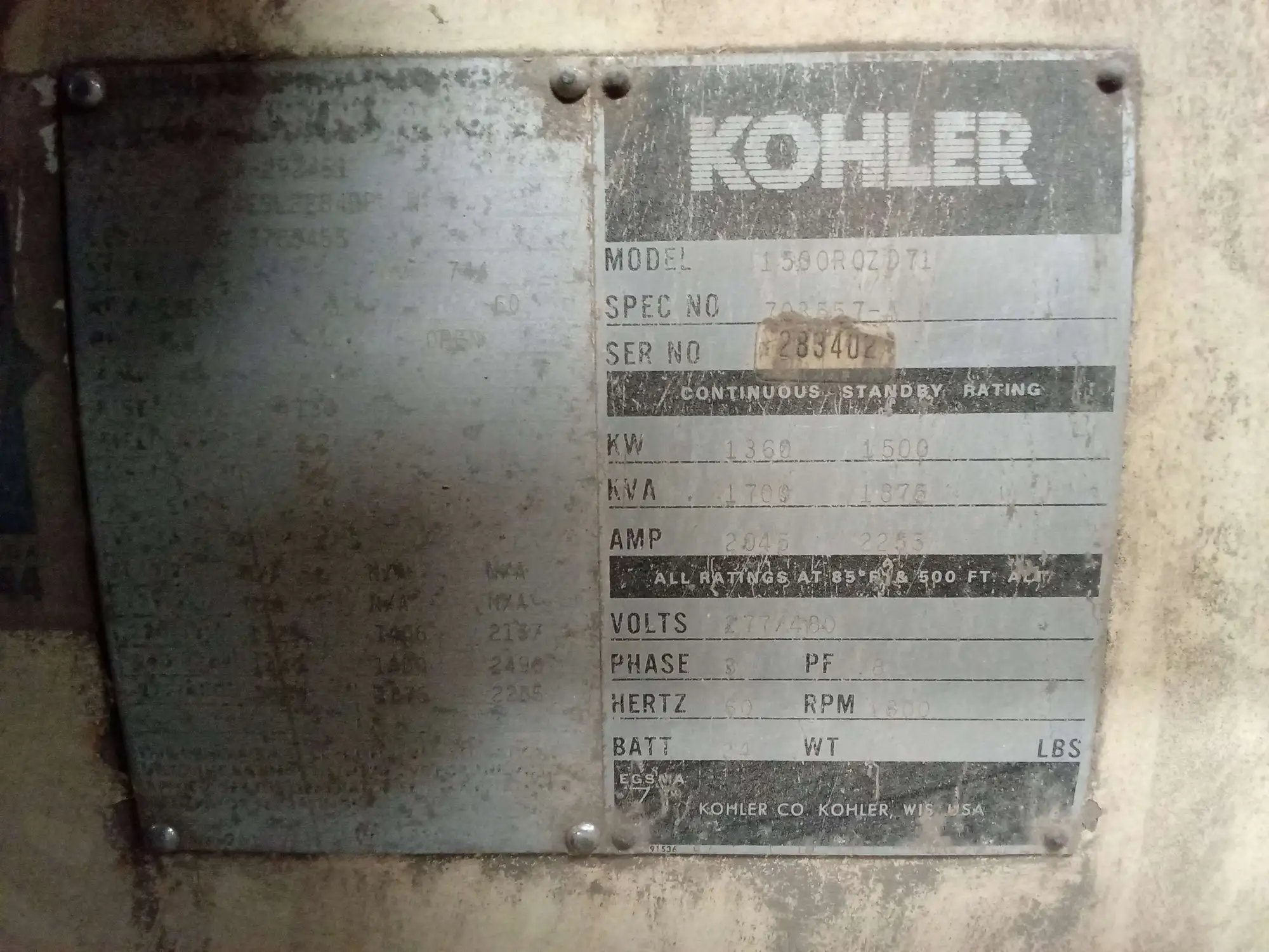 Used KOHLER _UNKNOWN_ Generator Parts Texas US | Apollo Electric #1514422