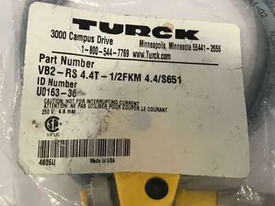 NEW TURCK SPLITTER CABLE 4-PIN M12 U0163-36