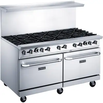 New | in-Stock Dukers New Dukers DCR60-10B 60" Gas Cooktop Range with Ten (10) Open Burners Commercial Ranges Illinois US | Falcon Restaurant Supply #1376279