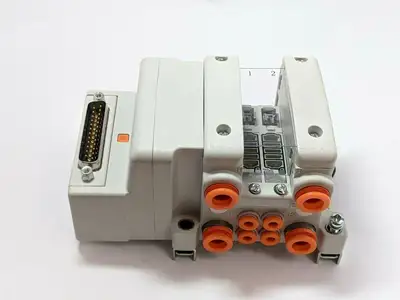 USED SMC PNEUMATIC MANIFOLD 2 STATIONS 4/5 PORT SOLENOID