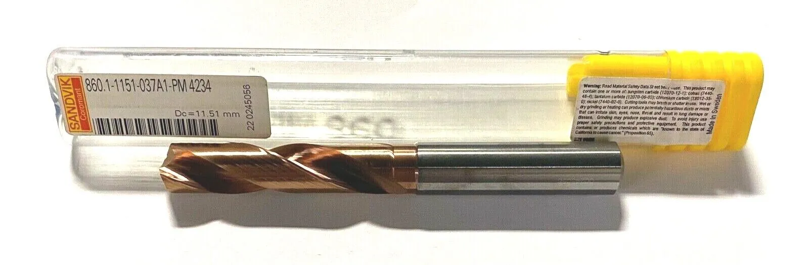 Sandvik 11.51mm Solid Carbide CoroDrill PVD TIALN Coated 102mm Overall Length