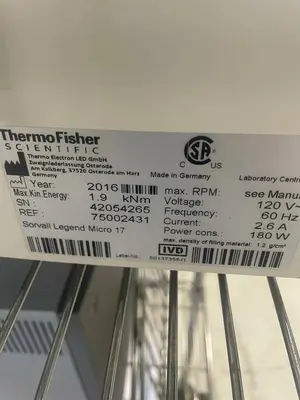 Used Thermo Scientific 2016 Thermo Scientific Sorvall Legend Micro 17 , Centrifuge Centrifuge - Floor Texas US | PT Medical Technologies #1458969