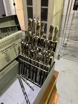 Lawson Products 3 Drawer Tool Organiser With Various End Mills, Black & Decker Drill Set & Box of
