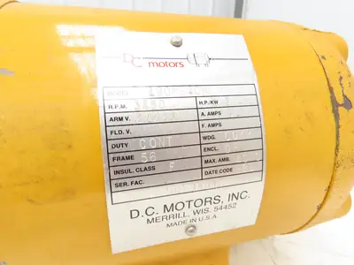 DC Motors Inc 190M94CW DC Pump Motor 28V 3/4Hp 31A 3450 RPM 56 Frame Slot Shaft