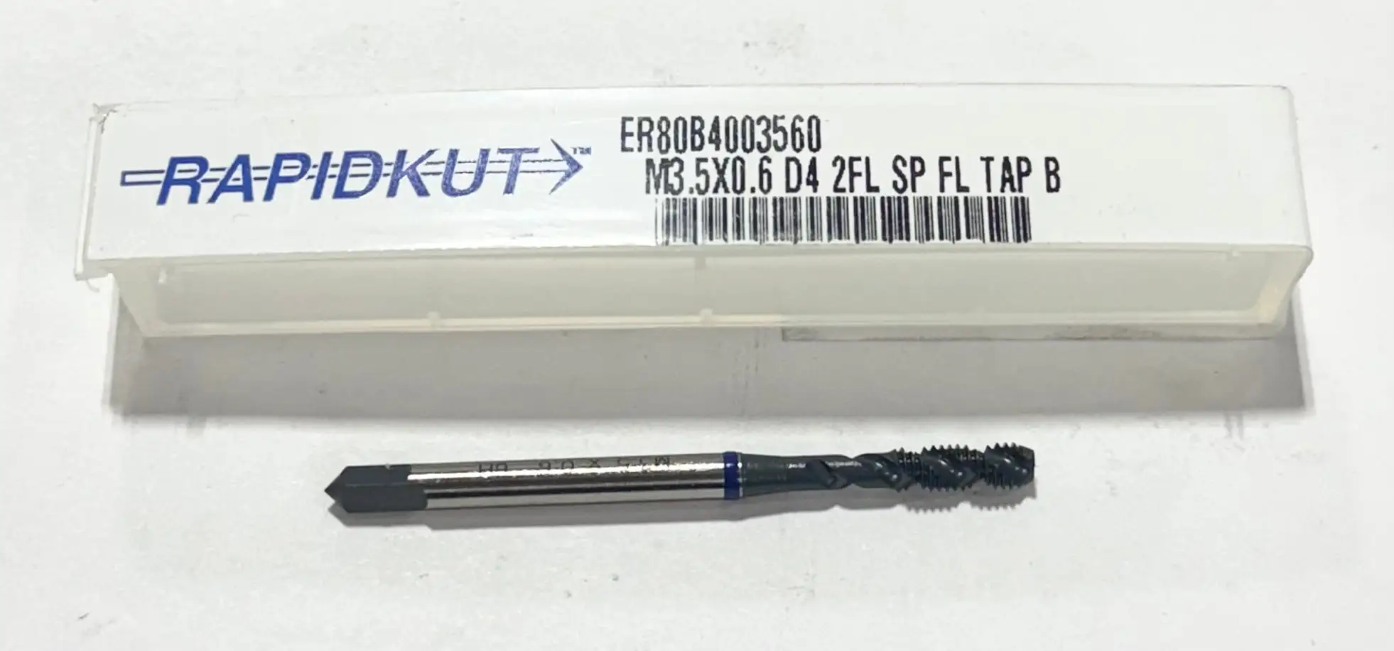 RapidKut M3.5 x 0.6mm HSS Vanadium Spiral Flute Tap Blue Ring 2FL D4
