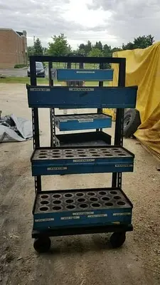 Portable Cat 40/50 Tool Holder Carts w/Adjustable Shelves, 3-4 Shelves/Unit