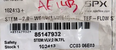 NEW SPX 102413 SANITARY VALVE STEM 2" W61/W81/W64B