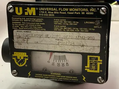 Used UNIVERSAL FLOW MONITORS SN-BBMSF40SM-6L-22P1.0T70-AINU-20D Pressure Switches Ohio US | Surplus Asset Holdings #1365812