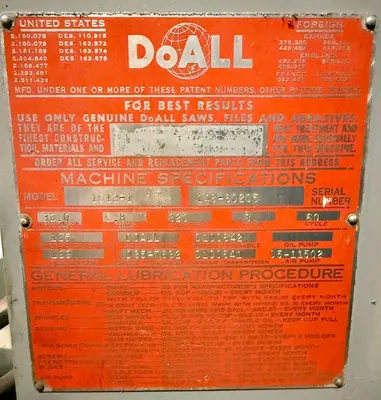 1960 DoAll 1612-1 Saws, Band, Vertical | Great American Equipment Company (7)