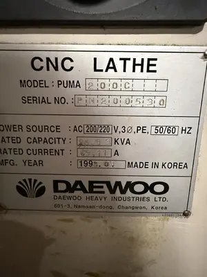 Used 1998 DAEWOO PUMA 200 CNC Lathes Minnesota US | Source Machinery Sales #1568193