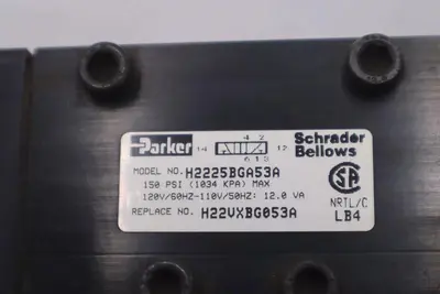 PARKER H22VXBG053A/ H2225BGA53A VALVE 150 PSI 120V/60HZ-110V/50HZ STOCK K-3682