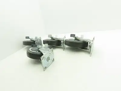8x2" Swivel Plate Locking Caster Wheel Gray Rubber Thermoplastic  Set of 4