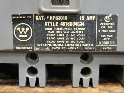 Used WESTINGHOUSE HFB3015 Switchgears British Columbia CA | Lenmark #242344