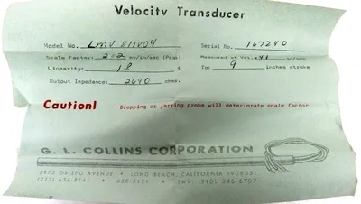 NEW GL COLLINS LMV-811V04 VELOCITY TRANSDUCER LMV811V04