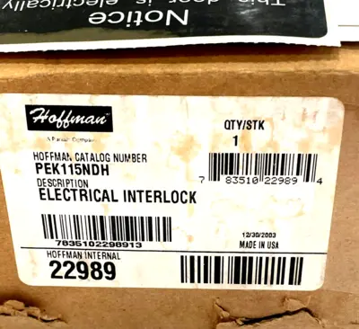 NEW HOFFMAN P-EK115NDH ELECTRICAL INTERLOCK PEK115NDH