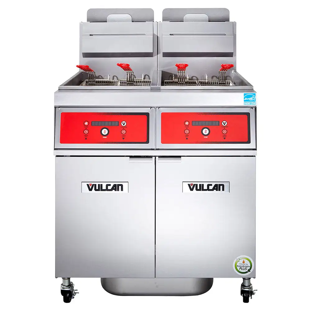 Vulcan 2VK45AF Gas Fryer - (2) 50 Lb Vats, Floor Model, Natural Gas