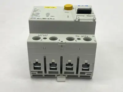 FRCMM-25/4/003-G/A-NA,167107 | Eaton FRCMM-25/4/003-G/A-NA Residual Current Circuit Breaker 4P 25A 30mA 167107 - Used