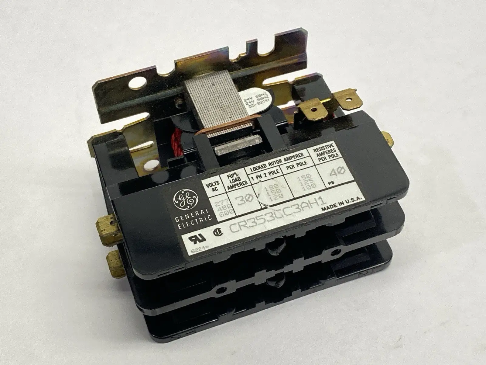USED GENERAL ELECTRIC CONTACTOR 3-POLE 30A 24V COIL
