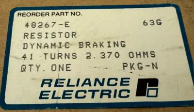 NEW RELIANCE ELECTRIC 48267-E DYNAMIC BRAKING RESISTOR 2.370 OHMS 48267E