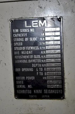 90 TON LEM SSDC HIGH SPEED PRESS