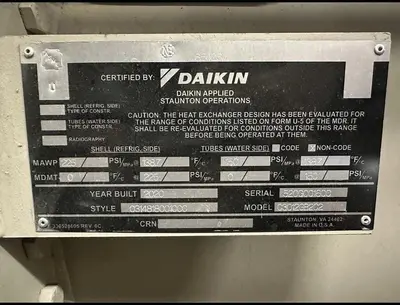 USED 2020 DAIKIN WME92CSCSNA