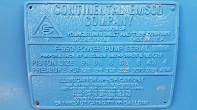 USED EMSCO F-650 TRIPLEX MUD PUMP