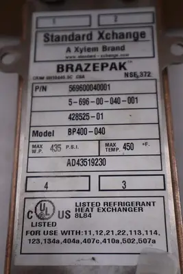 NEW IN BOX Xylem Brazepak  BP 400-040/ 569600040001 Plate Heat Exchanger #H967