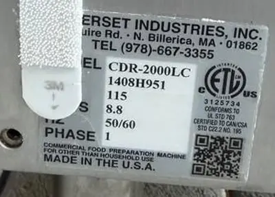 Used SOMERSET CDR-200LC Sheeters British Columbia CA | Surrey Food Equipment #1486996