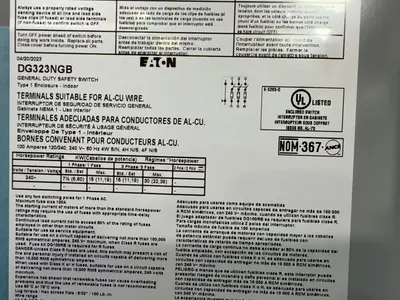 Used EATON DG323NGB Disconnects Ohio US | HGR 24 #1284748